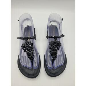 Arturo Chiang Women's Sandals Black Strappy Leather Gems‎ Size 6